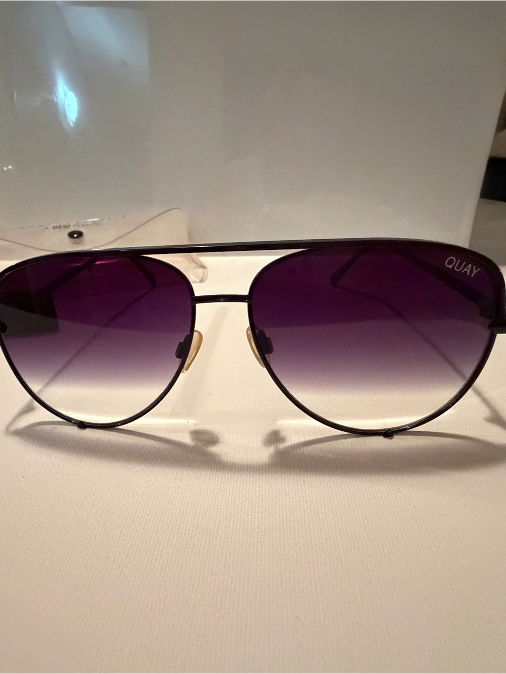 QUAY x DESI PERKINS Aviator Sunglasses with Purple Gradient Lenses